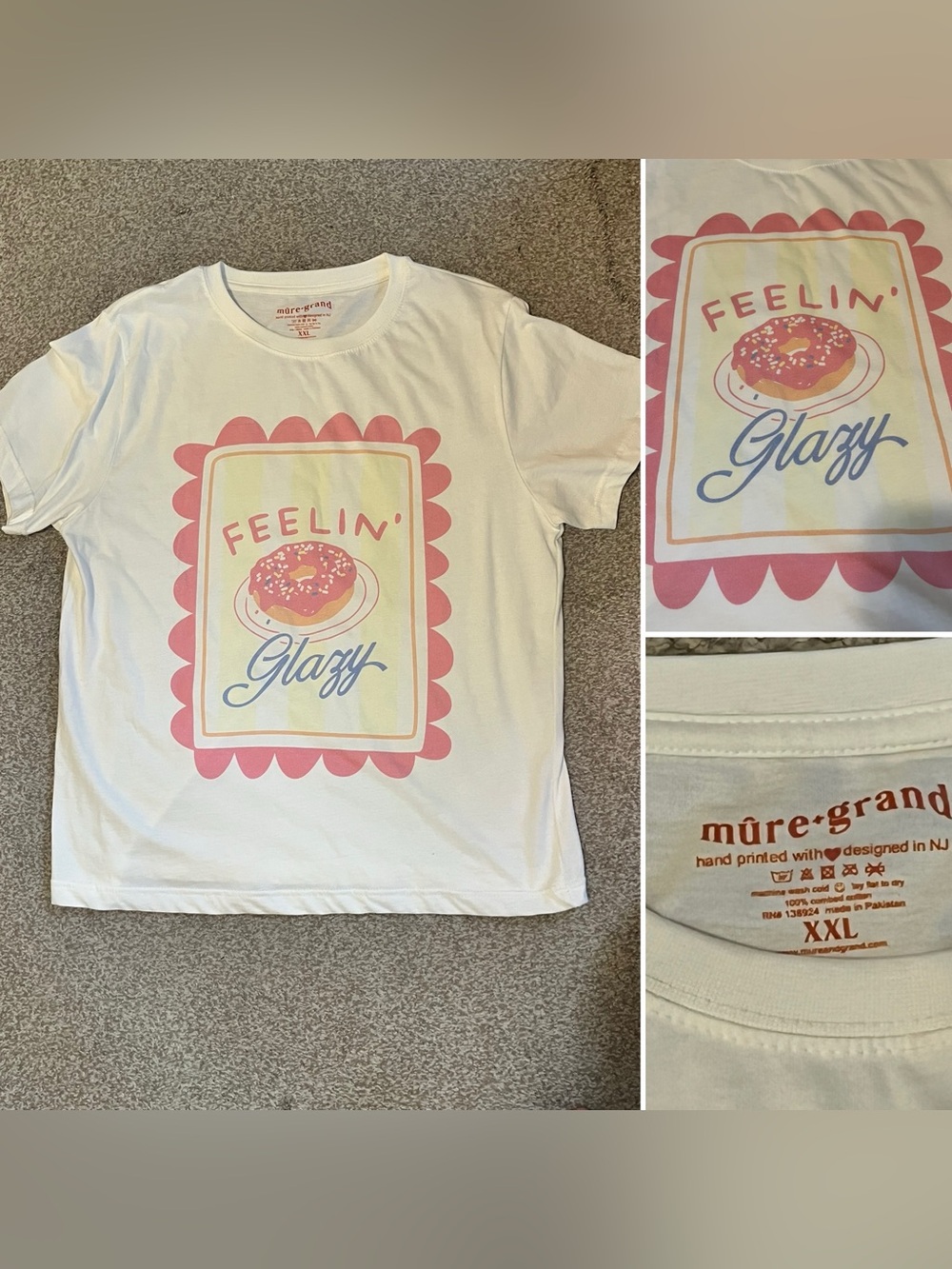 Women’s “Feelin' Glazy" White Graphic Tee